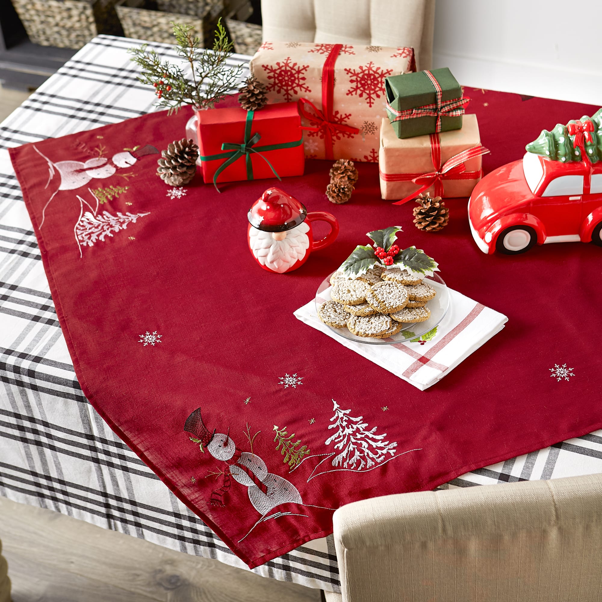 DII® 40" Embroidered Snowman Table Topper